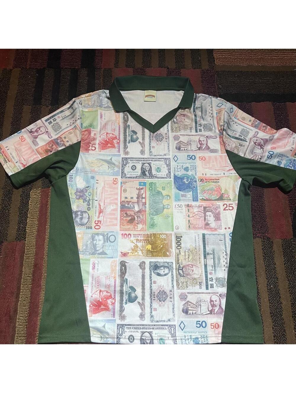 Bravest Studios multicolor banknote print polo jersey